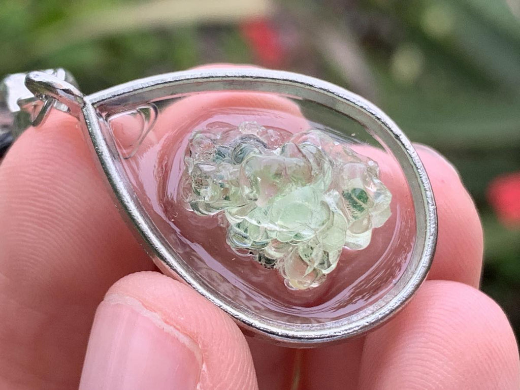 Hand Made Natural Fluorescent Hyalite Opal Crystal Pendant by Adre Designs x 1 From Erongo, Namibia