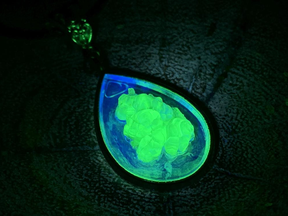 Hand Made Natural Fluorescent Hyalite Opal Crystal Pendant by Adre Designs x 1 From Erongo, Namibia