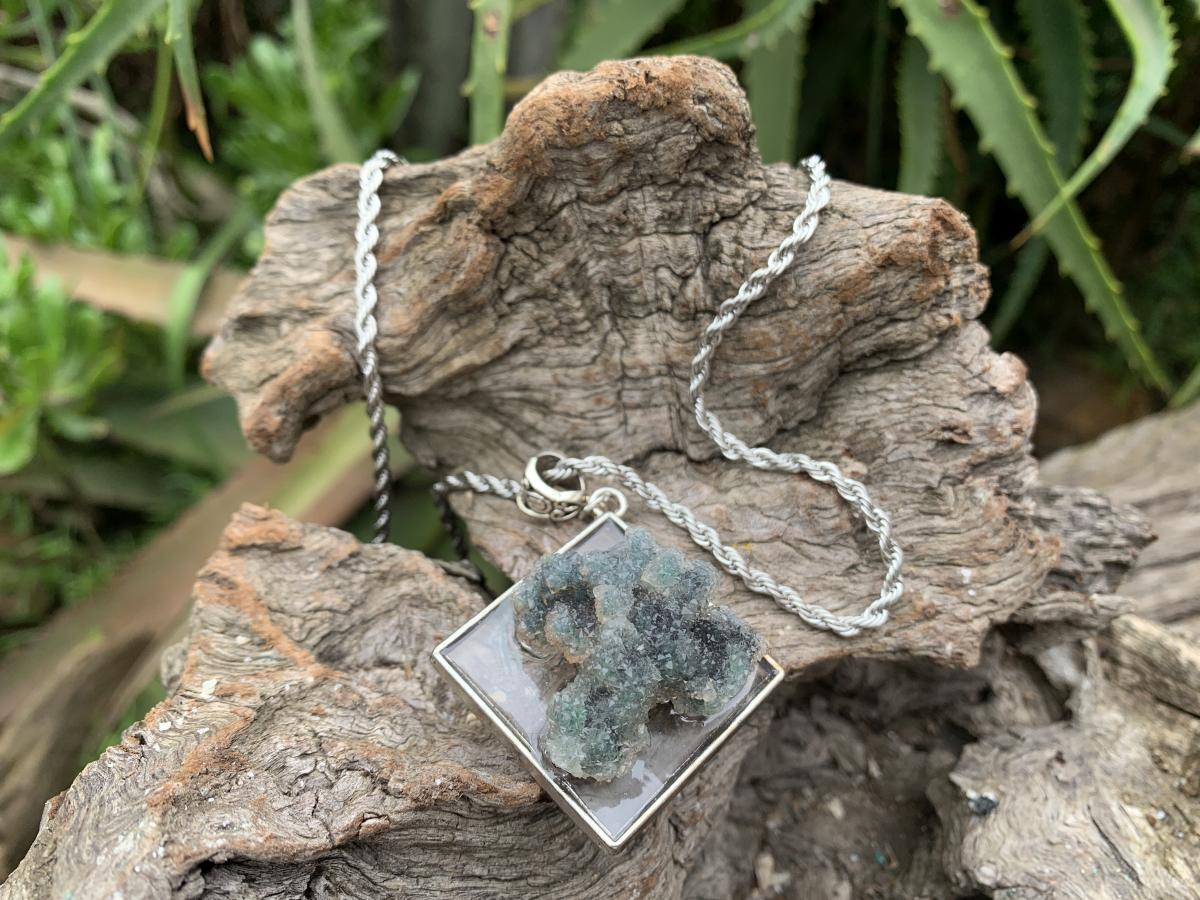 Hand Made Natural Drusy Crystalline Coated Copper Quartz Pendant by Adre Designs x 1 From the Congo