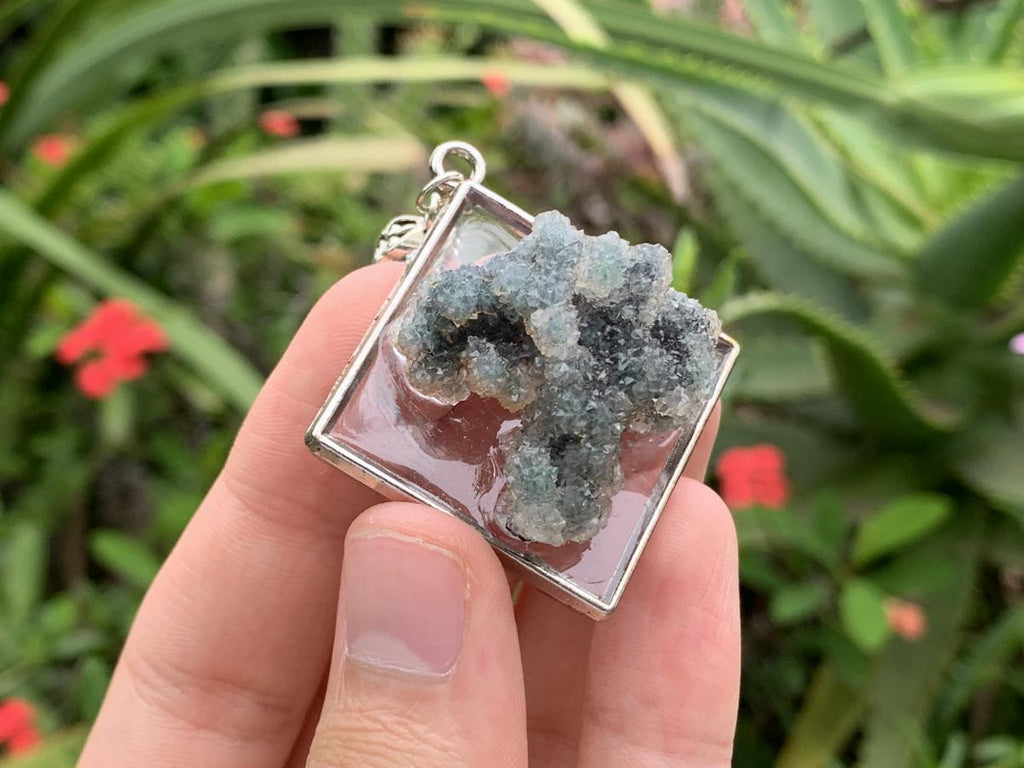 Hand Made Natural Drusy Crystalline Coated Copper Quartz Pendant by Adre Designs x 1 From the Congo