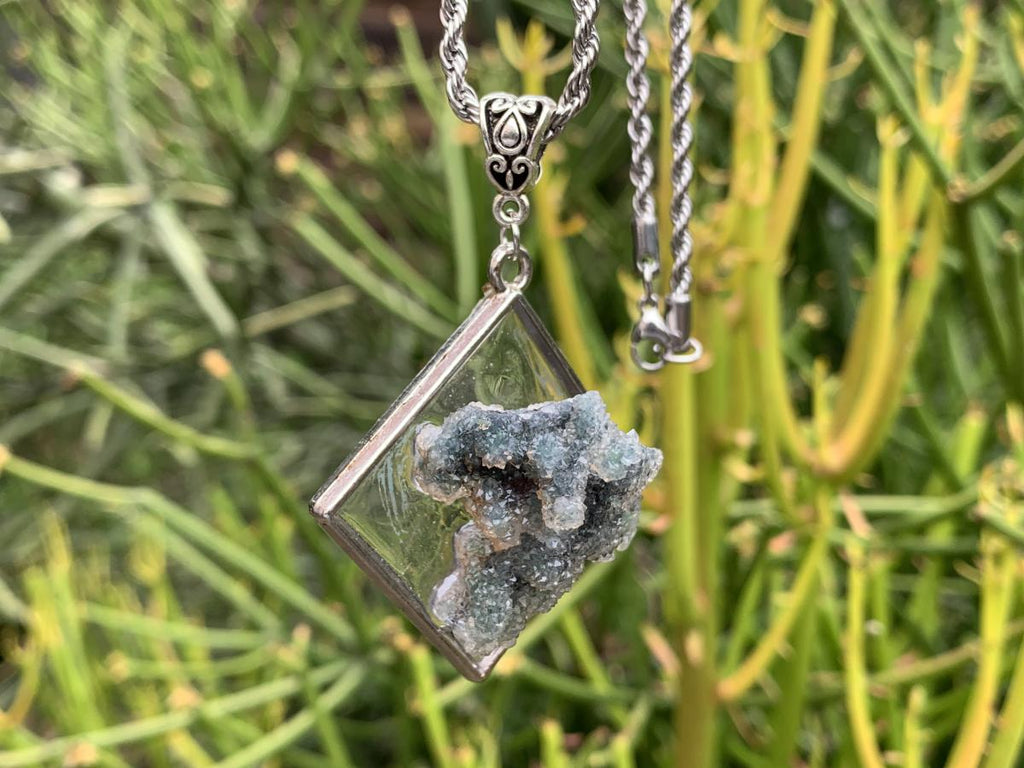 Hand Made Natural Drusy Crystalline Coated Copper Quartz Pendant by Adre Designs x 1 From the Congo