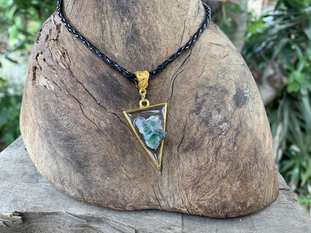 Hand Made Natural Watermelon Fluorite Crystal Pendant by Adre Designs x 1 From Erongo, Namibia