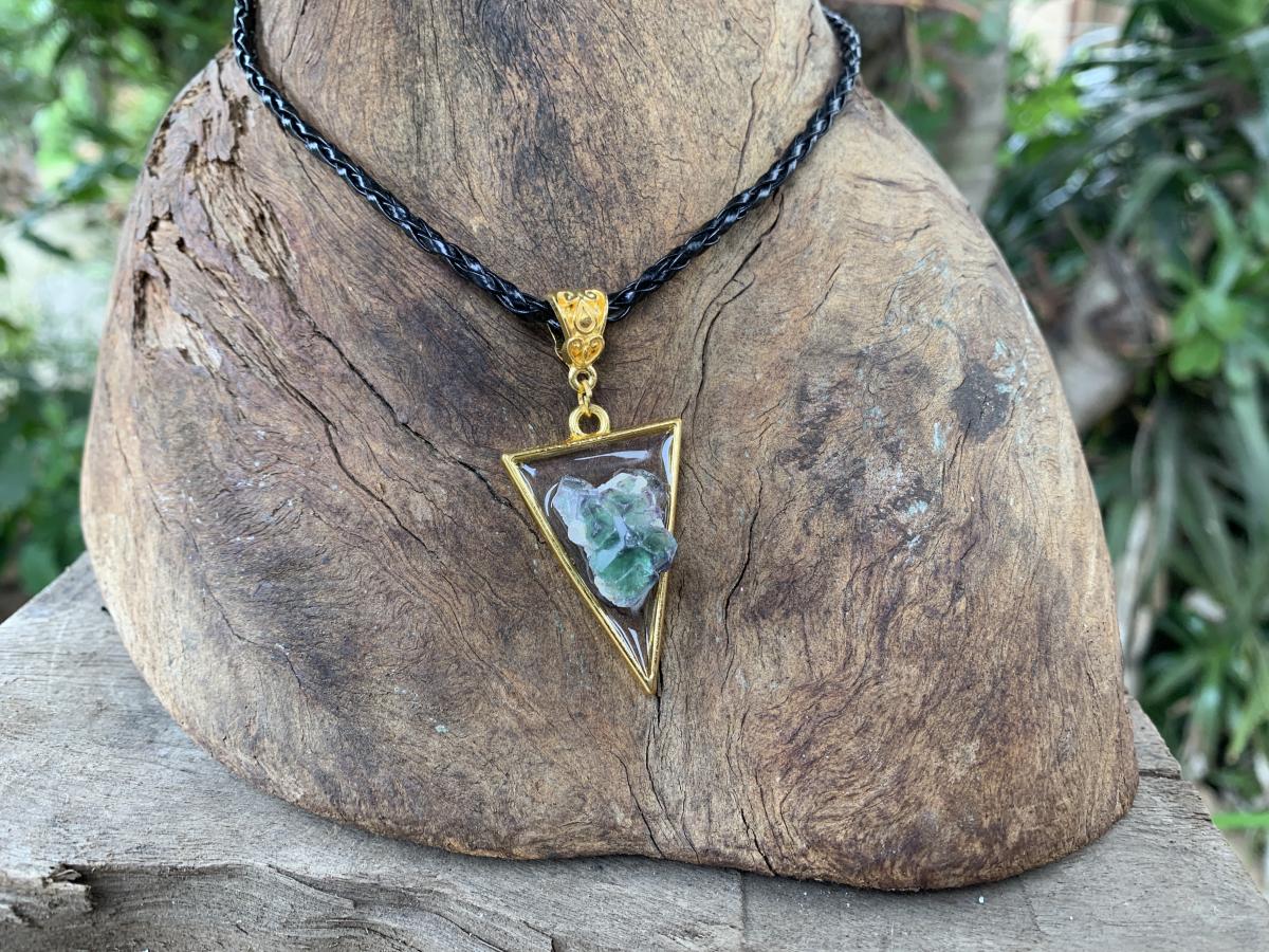 Hand Made Natural Watermelon Fluorite Crystal Pendant by Adre Designs x 1 From Erongo, Namibia