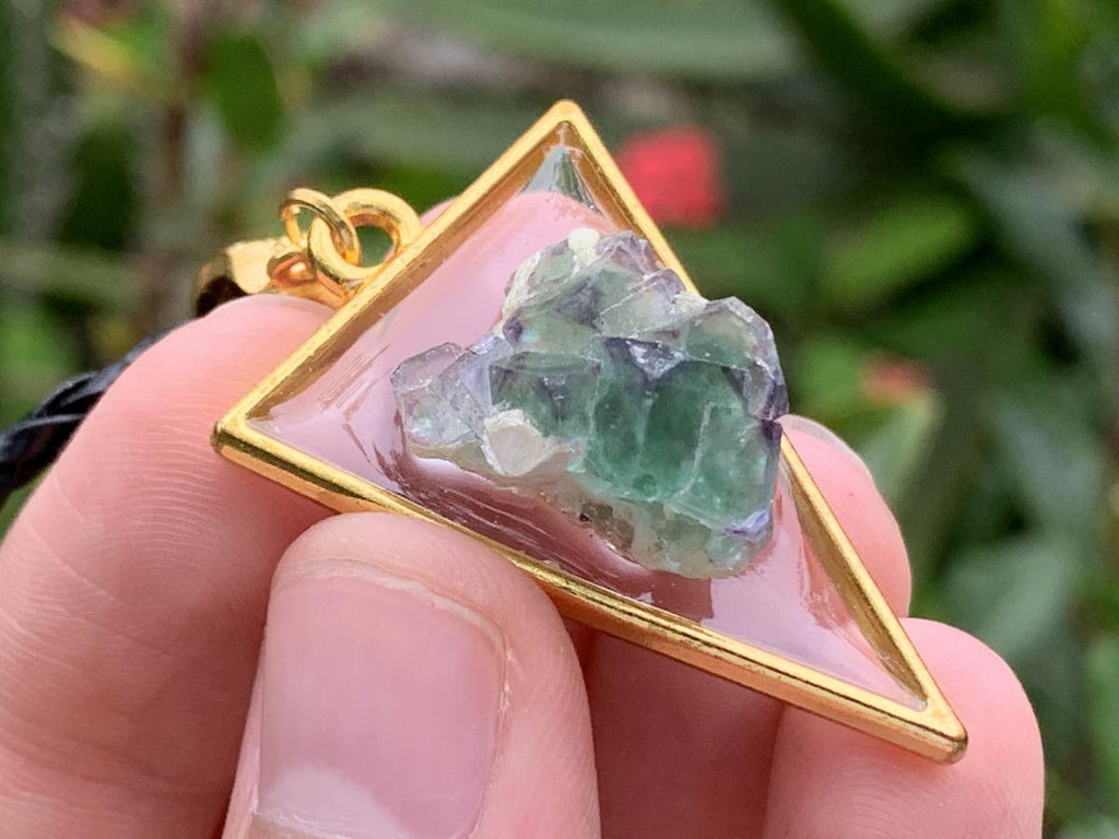 Hand Made Natural Watermelon Fluorite Crystal Pendant by Adre Designs x 1 From Erongo, Namibia