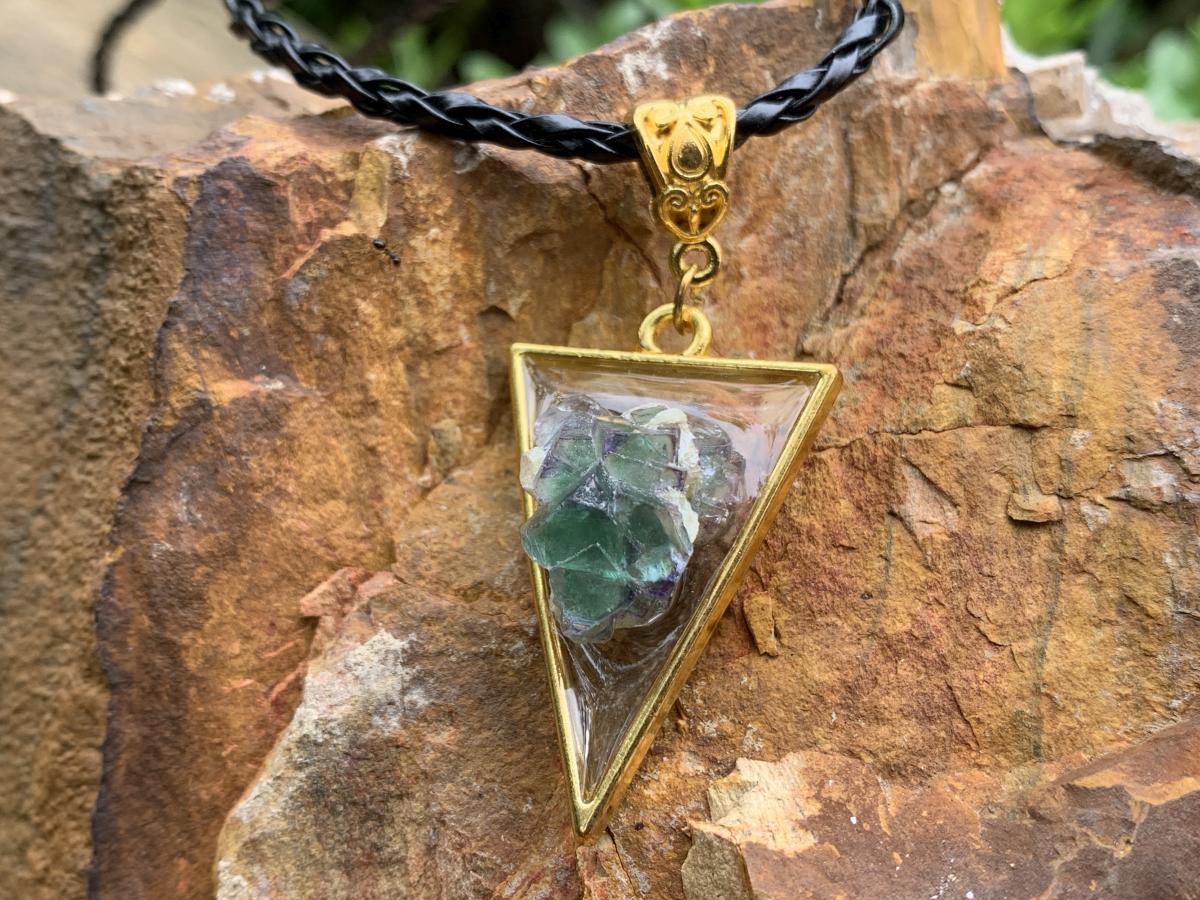 Hand Made Natural Watermelon Fluorite Crystal Pendant by Adre Designs x 1 From Erongo, Namibia