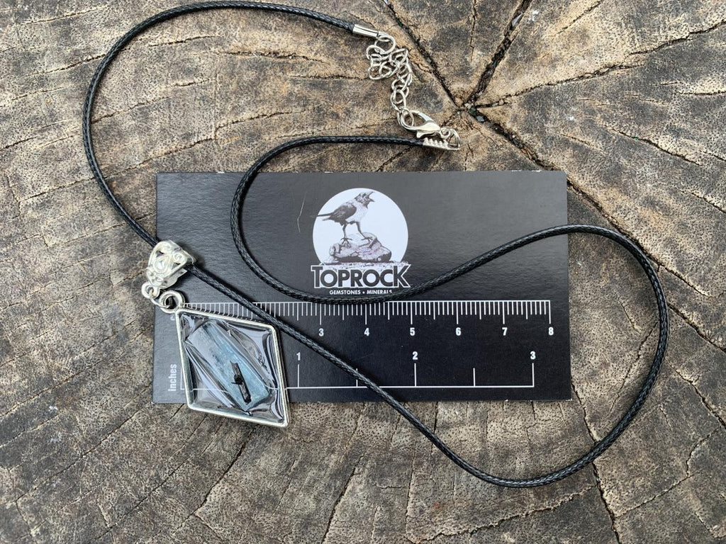 Hand Made Natural Aquamarine with Schorl Black Tourmaline Crystal Pendant by Adre Designs x 1 From Erongo, Namibia