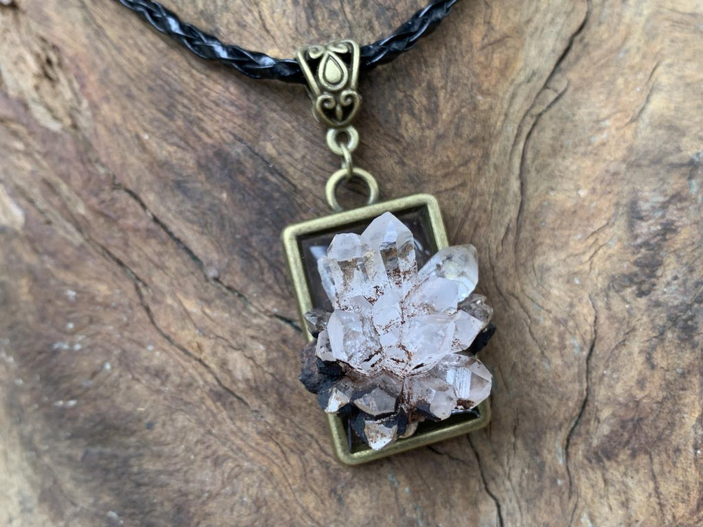 Hand Made Natural Hedgehog Quartz Cluster Pendant by Adre Designs x 1 From Brandberg, Namibia
