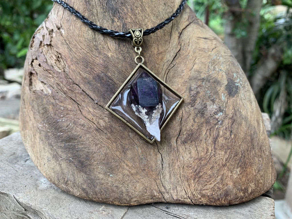 Hand Made Natural Dark Purple Amethyst Crystal Pendant by Adre Designs x 1 From Brandberg, Namibia