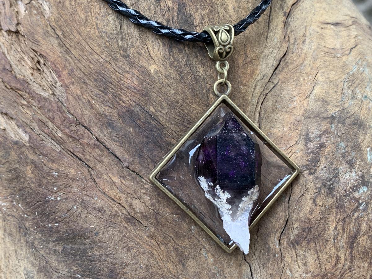 Hand Made Natural Dark Purple Amethyst Crystal Pendant by Adre Designs x 1 From Brandberg, Namibia