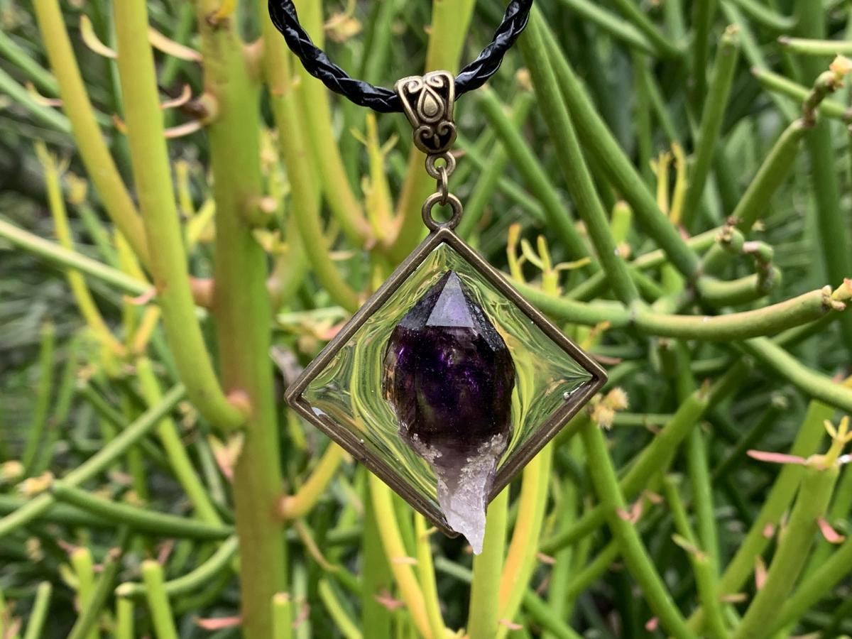 Hand Made Natural Dark Purple Amethyst Crystal Pendant by Adre Designs x 1 From Brandberg, Namibia