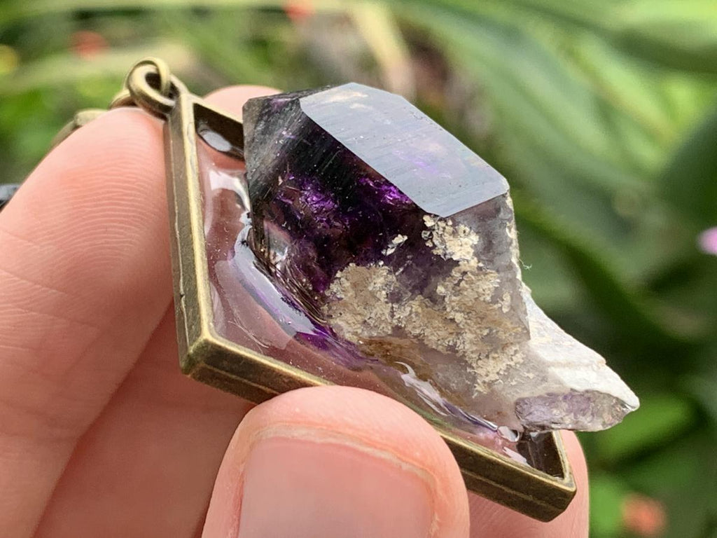 Hand Made Natural Dark Purple Amethyst Crystal Pendant by Adre Designs x 1 From Brandberg, Namibia