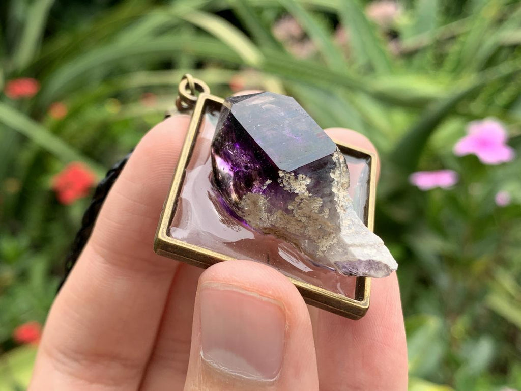 Hand Made Natural Dark Purple Amethyst Crystal Pendant by Adre Designs x 1 From Brandberg, Namibia