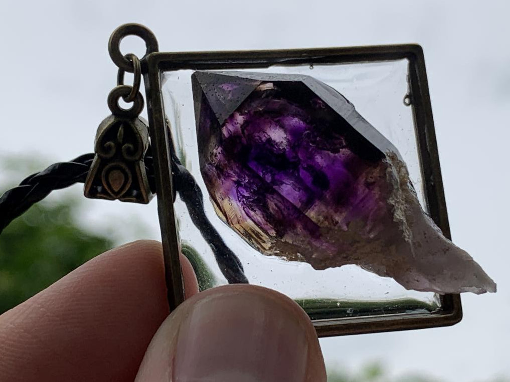 Hand Made Natural Dark Purple Amethyst Crystal Pendant by Adre Designs x 1 From Brandberg, Namibia