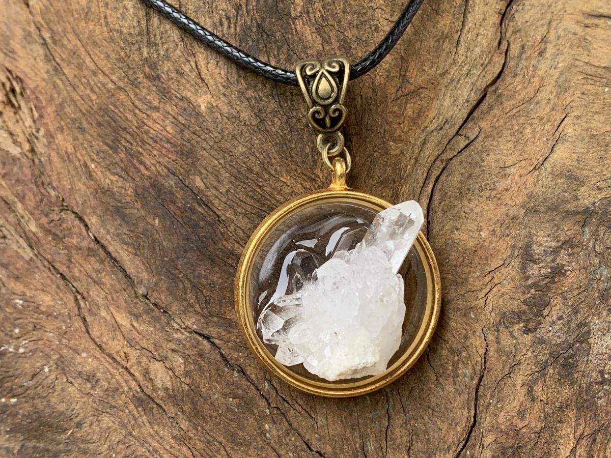 Hand Made Natural Clear Quartz Crystal Cluster Pendant by Adre Designs x 1 From Brandberg, Namibia