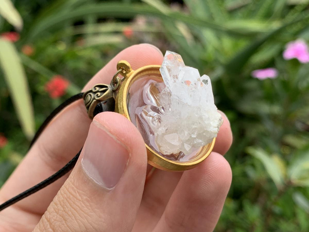 Hand Made Natural Clear Quartz Crystal Cluster Pendant by Adre Designs x 1 From Brandberg, Namibia
