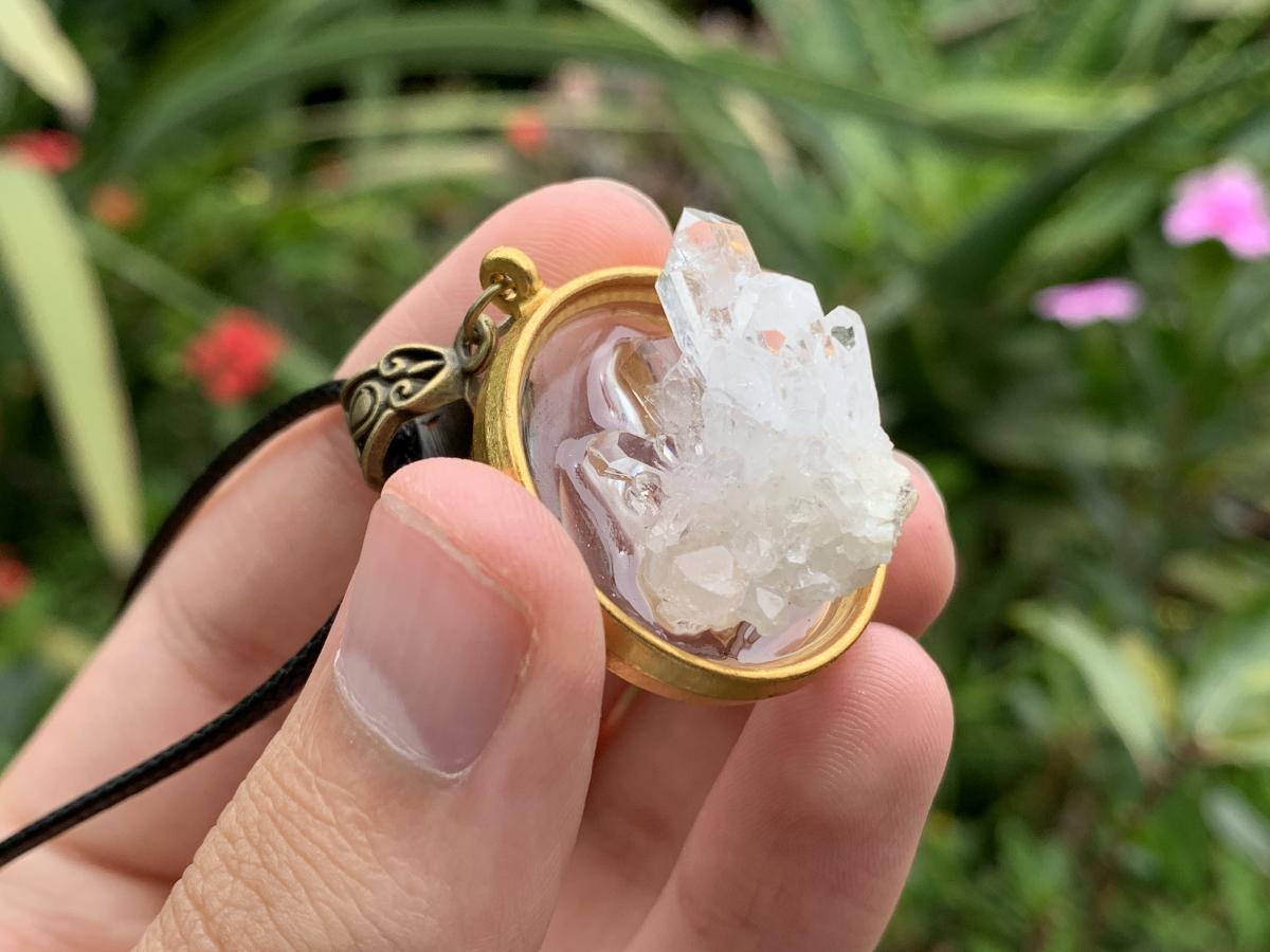 Hand Made Natural Clear Quartz Crystal Cluster Pendant by Adre Designs x 1 From Brandberg, Namibia