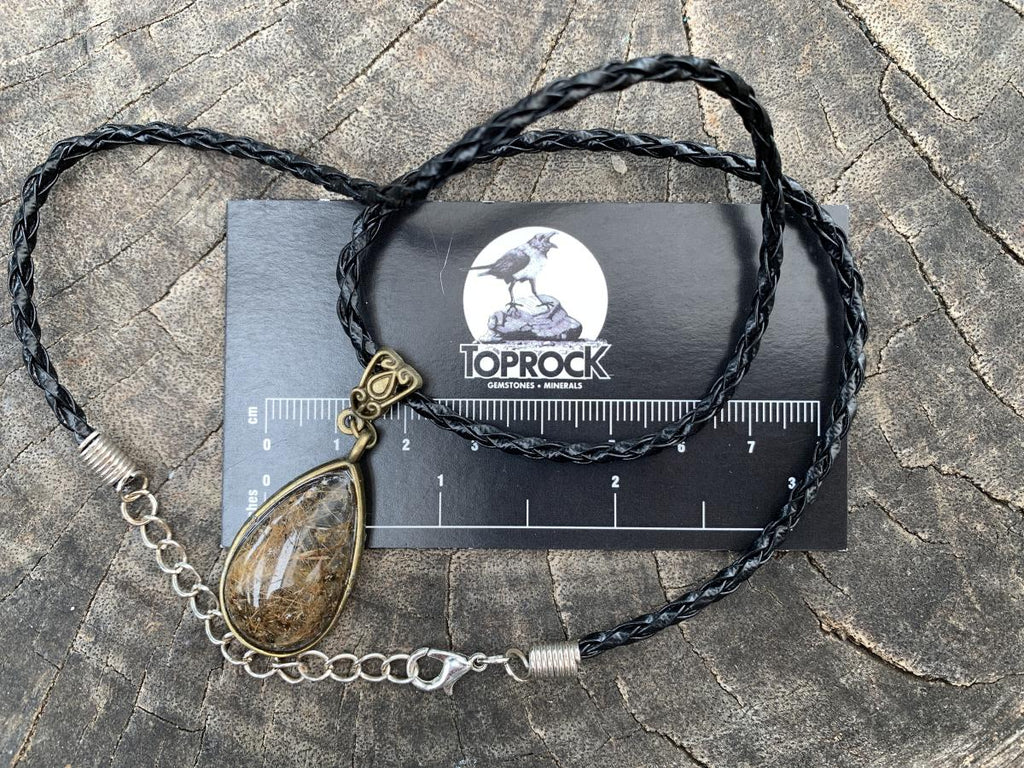 Hand Made Polished Cabochon Teardrop Golden Rutile Quartz Crystal Pendant by Adre Designs x 1 From Madagascar