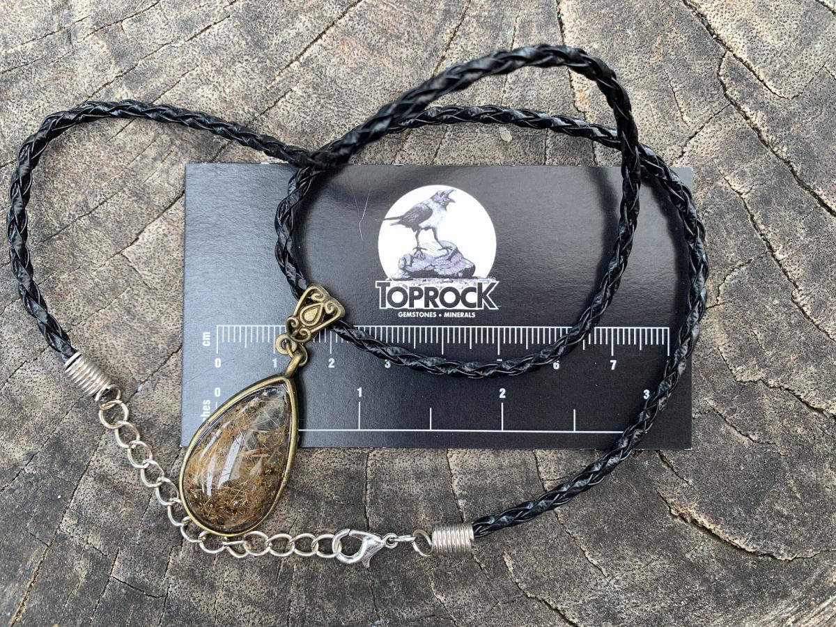 Hand Made Polished Cabochon Teardrop Golden Rutile Quartz Crystal Pendant by Adre Designs x 1 From Madagascar