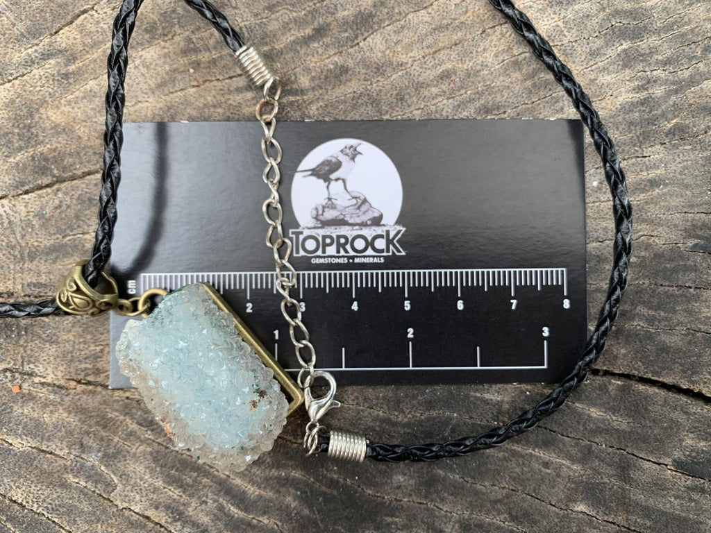 Hand Made Natural Super Rare Drusy Quartz Coated Malachite Crystal Pendant by Adre Designs x 1 From the Congo