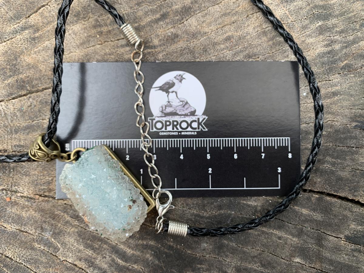 Hand Made Natural Super Rare Drusy Quartz Coated Malachite Crystal Pendant by Adre Designs x 1 From the Congo