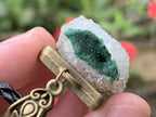 Hand Made Natural Super Rare Drusy Quartz Coated Malachite Crystal Pendant by Adre Designs x 1 From the Congo