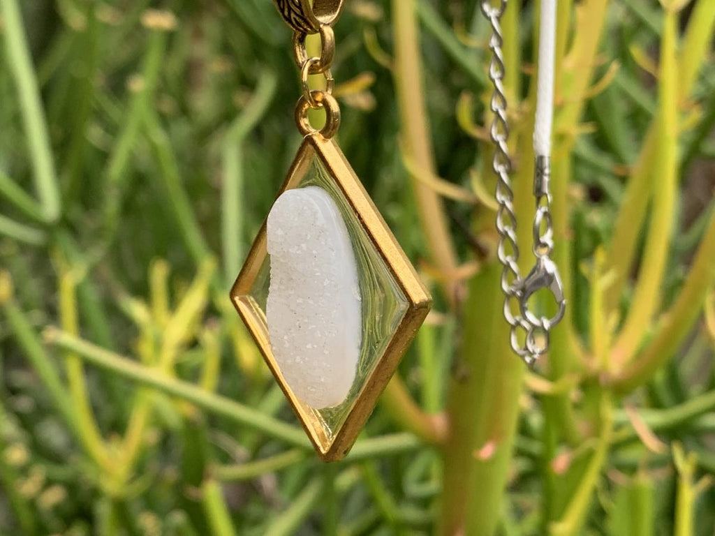 Hand Made Polished Drusy Agate Cabochon Pendant by Adre Designs x 1 From South Africa