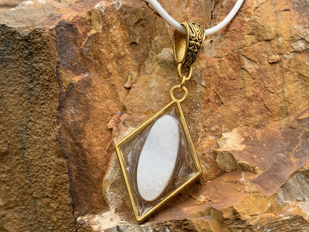 Hand Made Polished Drusy Agate Cabochon Pendant by Adre Designs x 1 From South Africa