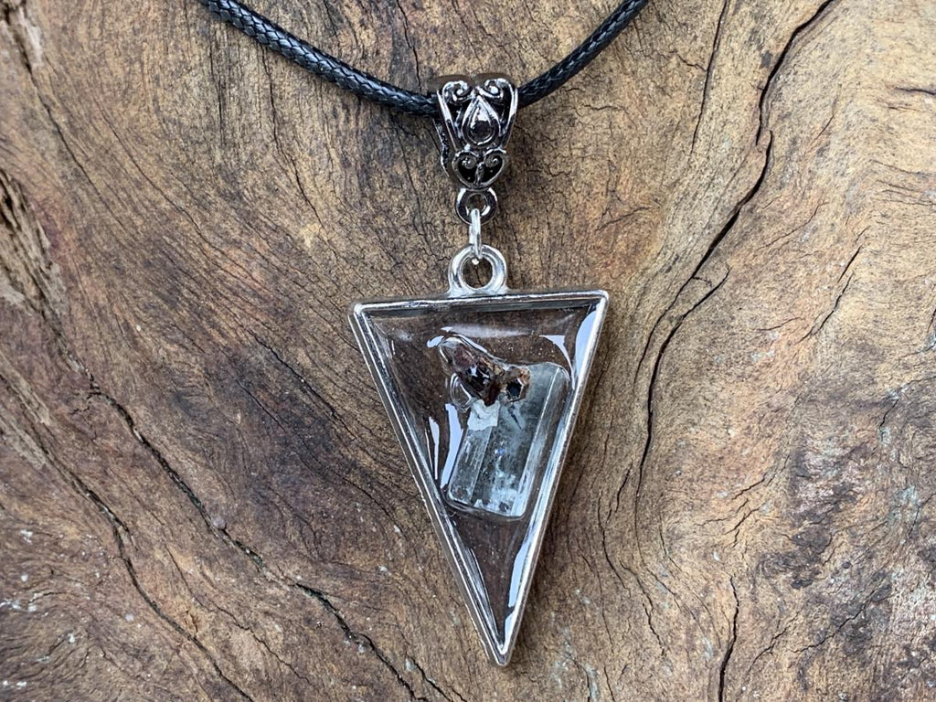 Hand Made Natural Aquamarine with Black Tourmaline Crystal by Adre Designs x 1 From Erongo, Namibia