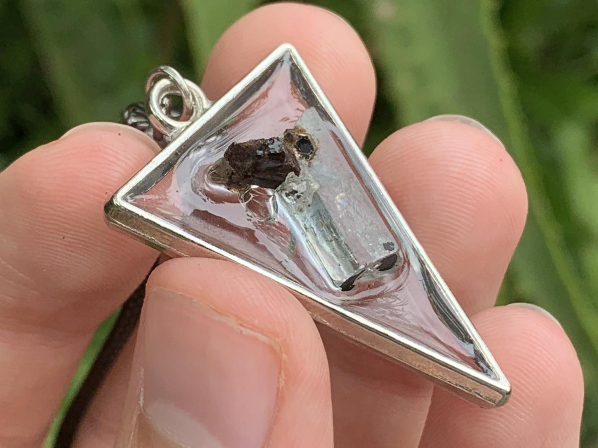 Hand Made Natural Aquamarine with Black Tourmaline Crystal by Adre Designs x 1 From Erongo, Namibia