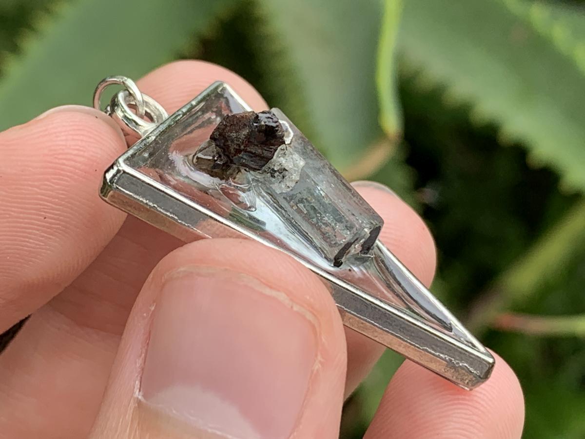 Hand Made Natural Aquamarine with Black Tourmaline Crystal by Adre Designs x 1 From Erongo, Namibia