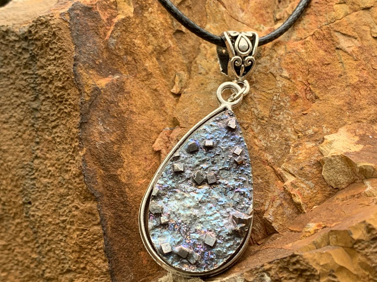 Hand Made Natural Bismuth Crystal Plate Pendant by Adre Designs x 1 From South Africa