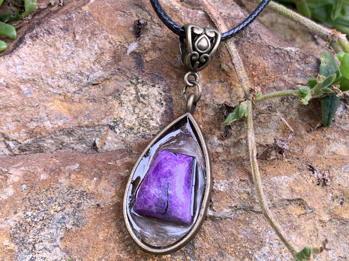 Hand Made Ultra Rare Polished 1985 Sugilite Pendant by Adre Designs x 1 From Wessels Mine, Northern Cape, South Africa