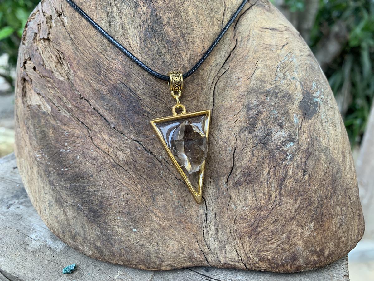 Hand Made Natural Double Terminated Mini Smokey Quartz Crystal Pendant by Adre Designs x 1 From Brandberg, Namibia