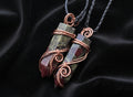 Hand Made Polished Dragonsblood Stone Copper Wire Art Pendants - Sold Per Item - From Tshipise, South Africa