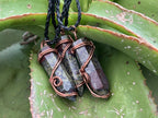 Hand Made Polished Dragonsblood Stone Copper Wire Art Pendants - Sold Per Item - From Tshipise, South Africa