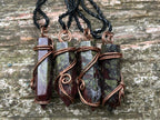 Hand Made Polished Dragonsblood Stone Copper Wire Art Pendants - Sold Per Item - From Tshipise, South Africa