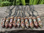 Hand Made Polished Dragonsblood Stone Copper Wire Art Pendants - Sold Per Item - From Tshipise, South Africa