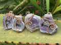 Hand Made Polished Sunburst Amethyst Slice Copper Wire Art Pendants - Sold Per Item - From Zambia