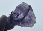 Hand Made Polished Sunburst Amethyst Slice Copper Wire Art Pendants - Sold Per Item - From Zambia