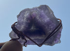 Hand Made Polished Sunburst Amethyst Slice Copper Wire Art Pendants - Sold Per Item - From Zambia