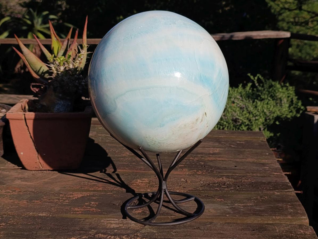 Polished XXL Blue Smithsonite Aragonite Sphere LARGEST in the World x 1 From Congo