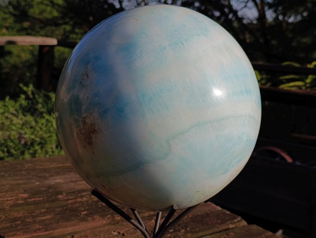Polished XXL Blue Smithsonite Aragonite Sphere LARGEST in the World x 1 From Congo