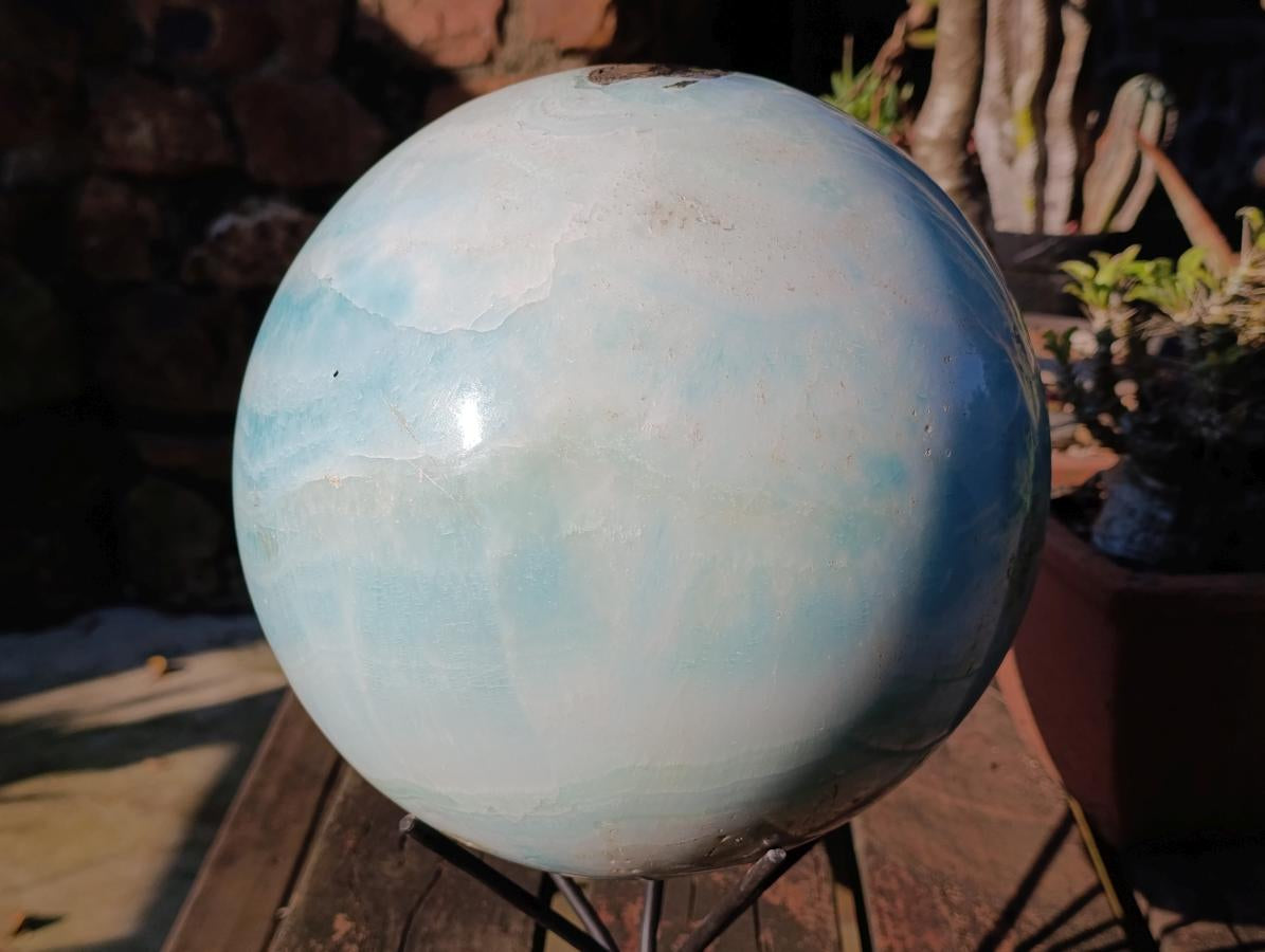 Polished XXL Blue Smithsonite Aragonite Sphere LARGEST in the World x 1 From Congo