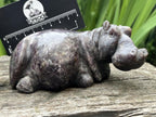 Hand Made Purple Lithium Lepidolite Hippo Carving x 1 From Zimbabwe