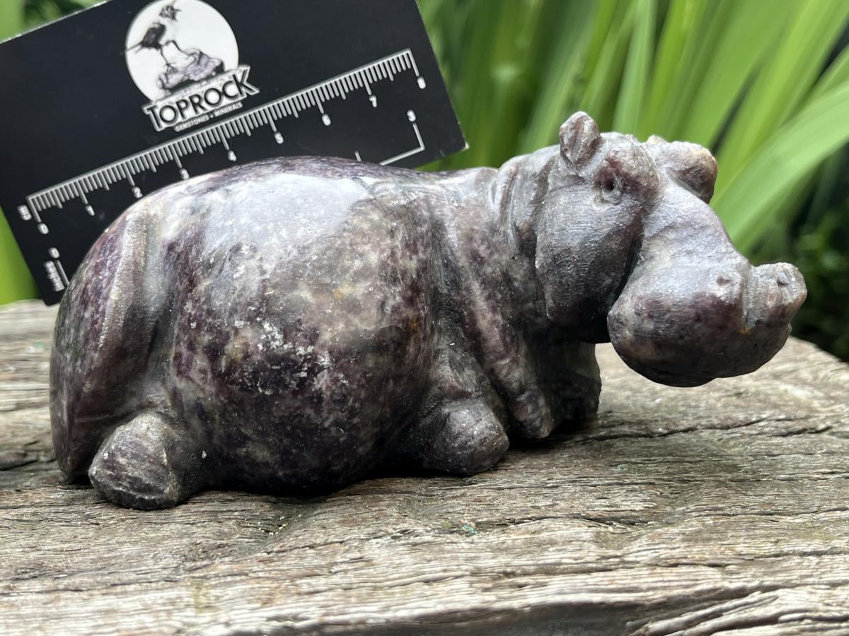Hand Made Purple Lithium Lepidolite Hippo Carving x 1 From Zimbabwe