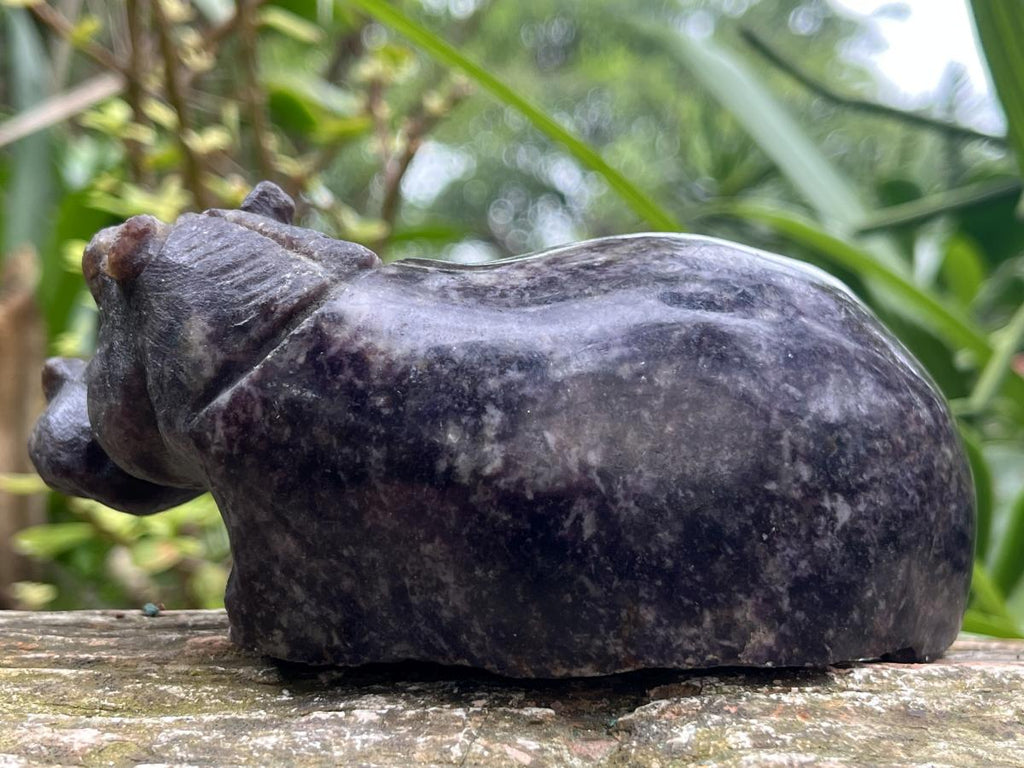 Hand Made Purple Lithium Lepidolite Hippo Carving x 1 From Zimbabwe