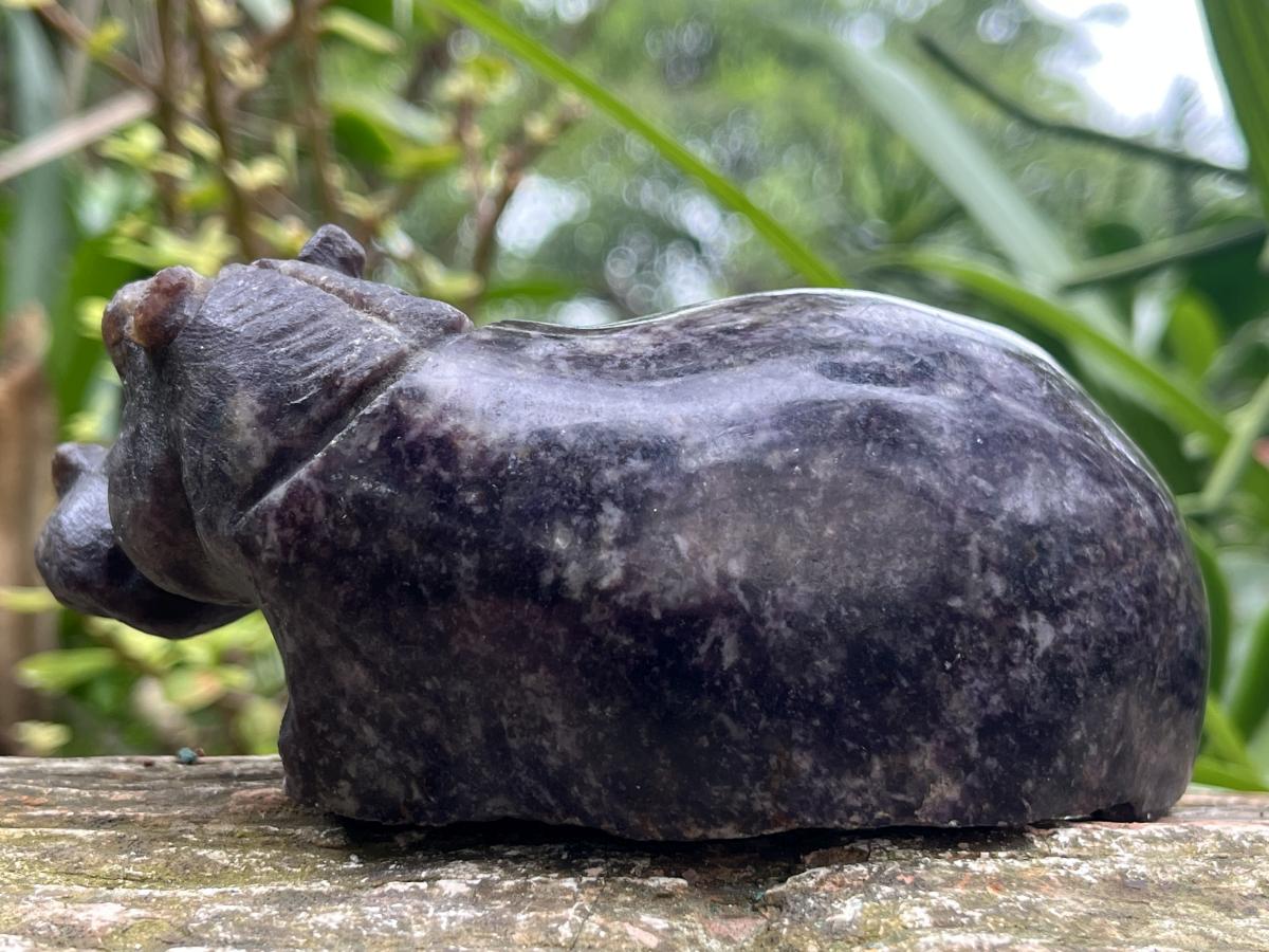 Hand Made Purple Lithium Lepidolite Hippo Carving x 1 From Zimbabwe