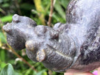 Hand Made Purple Lithium Lepidolite Hippo Carving x 1 From Zimbabwe