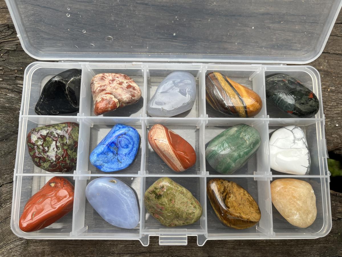 Polished Set of 15 Mixed Tumbled Gemstones - Sold Per Set - From Southern Africa