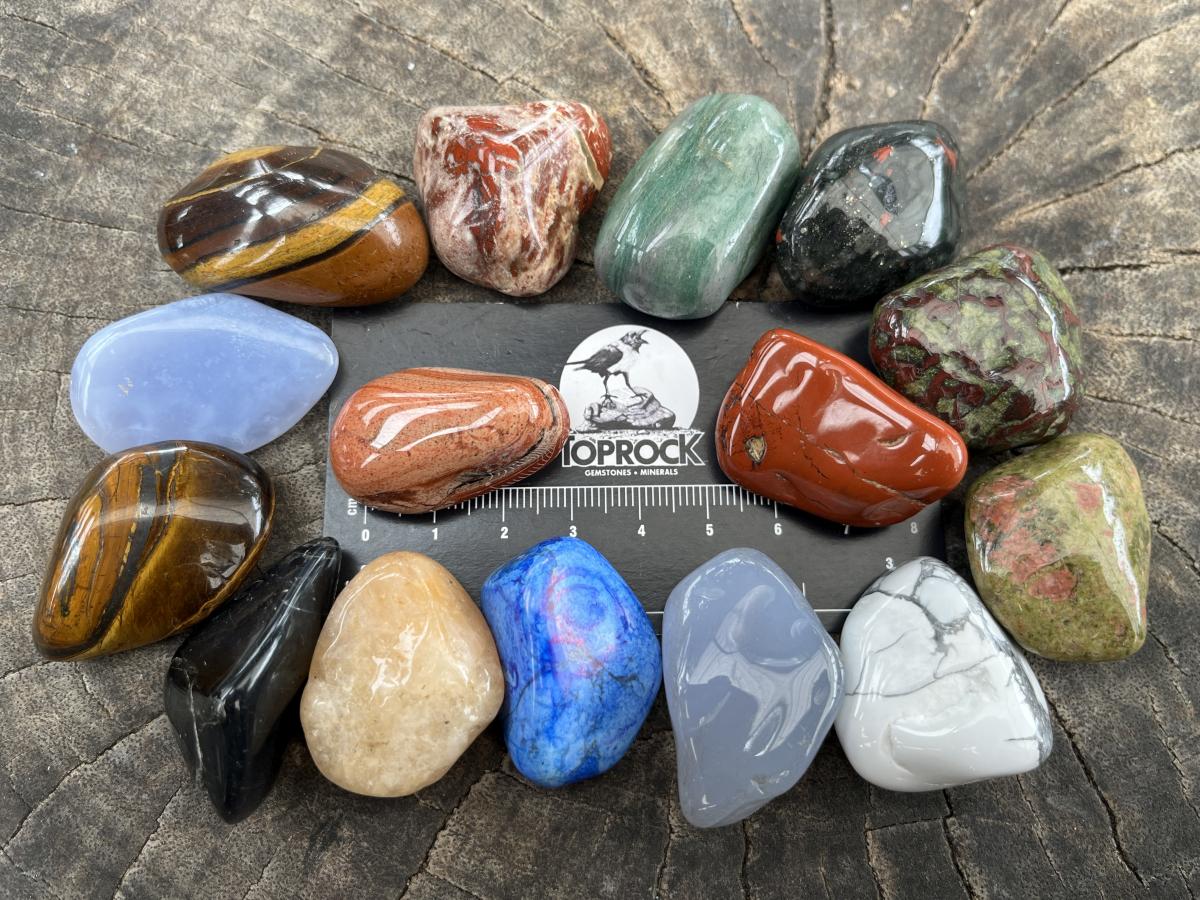 Polished Set of 15 Mixed Tumbled Gemstones - Sold Per Set - From Southern Africa